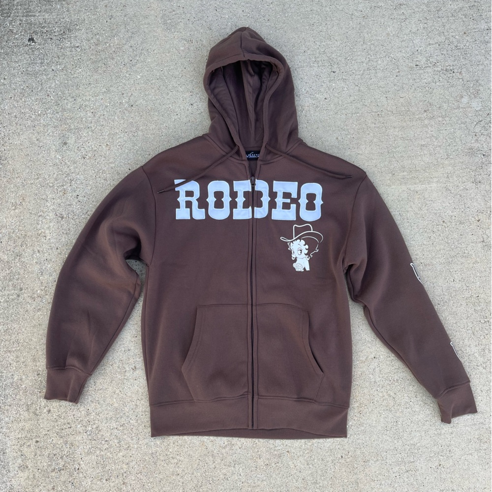 Rodeo Graphic Zip-Up Hoodie - Brown